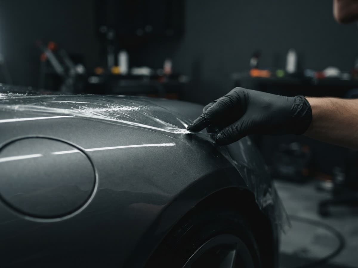 Aplicación de film PPF sobre la carrocería de un auto